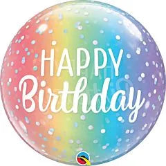 Qualatex 22" Bday Ombre & Dots Bubble Balloon